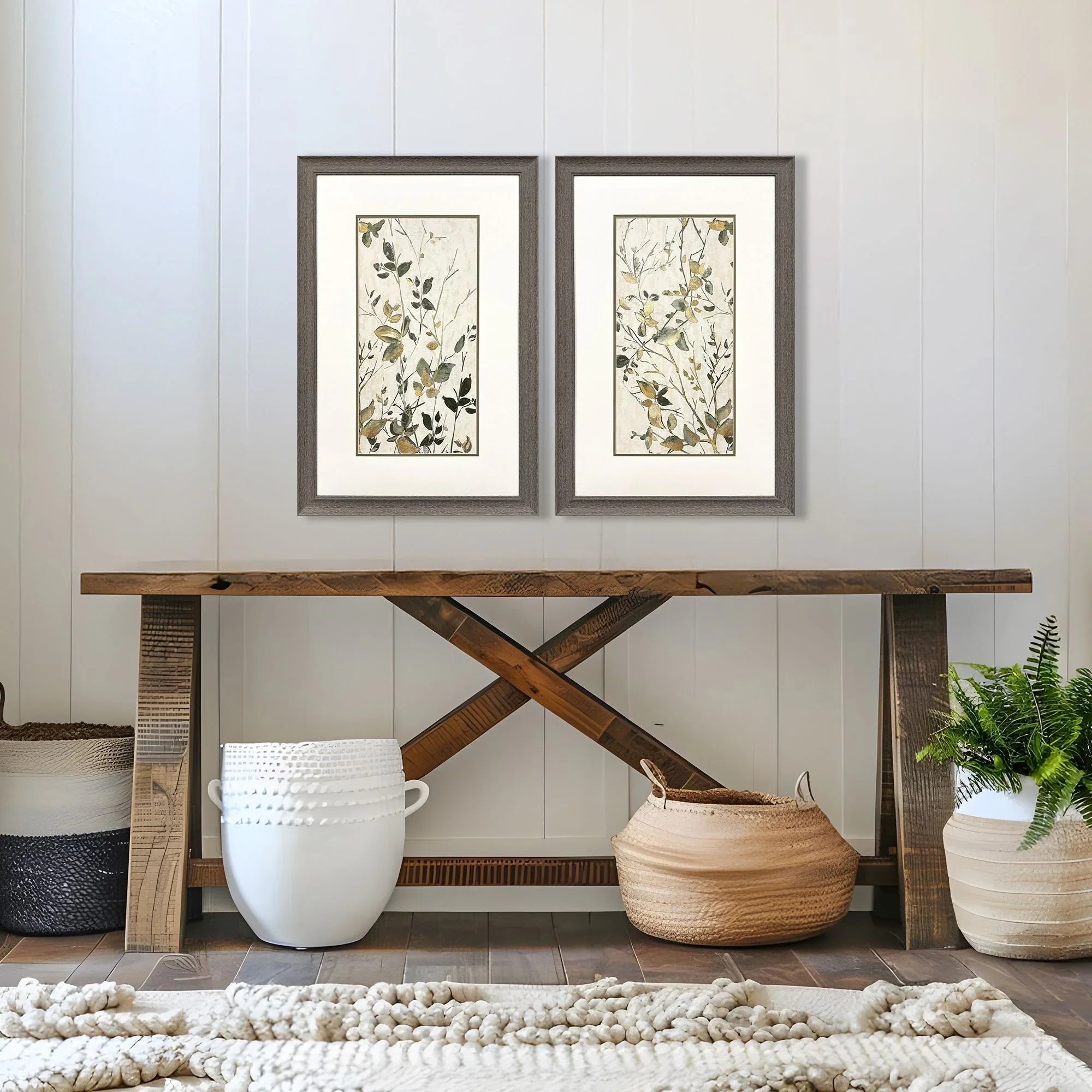 Neutral Green Green Canvas Art 2PC
