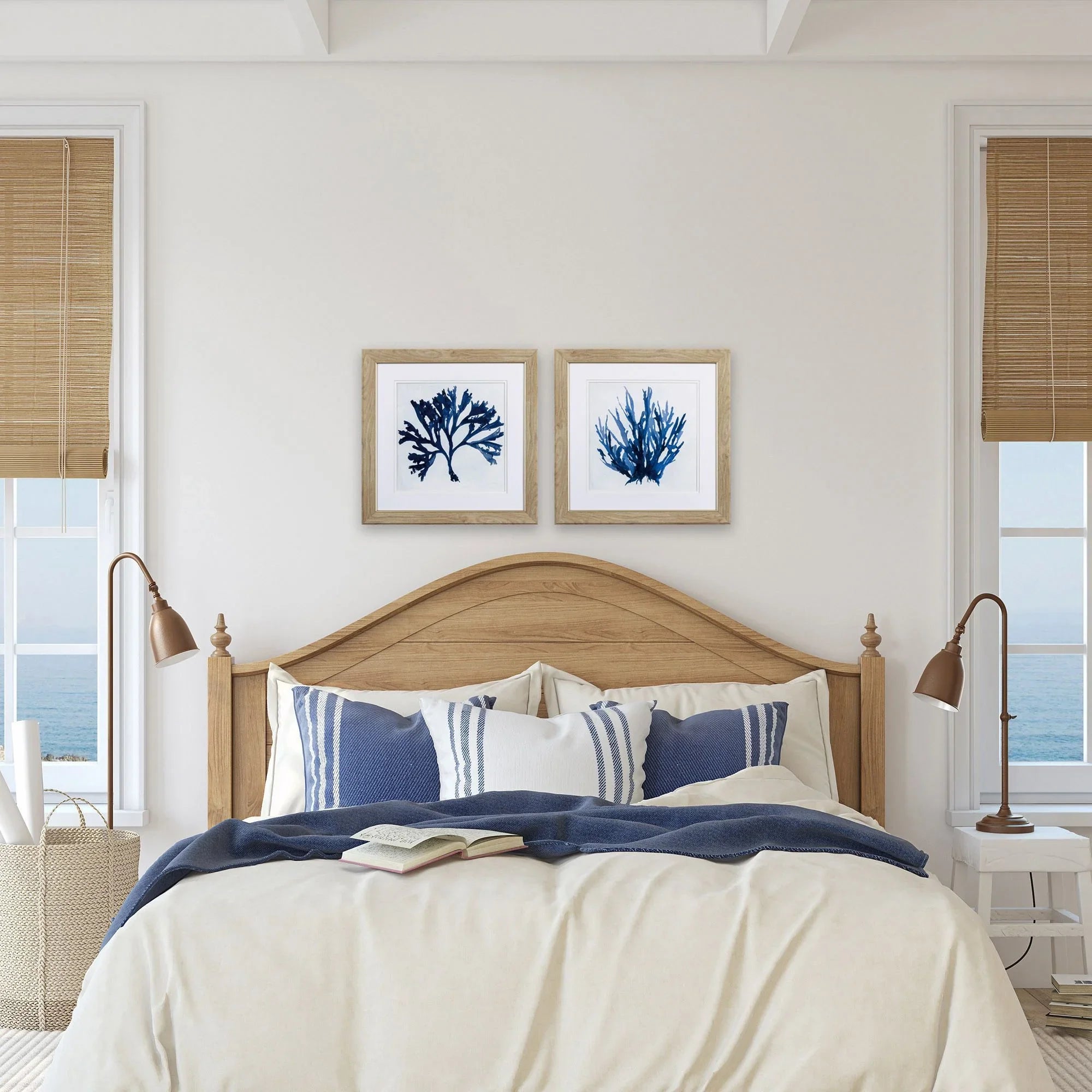Indigo Coral A Blue Canvas Art 2PC