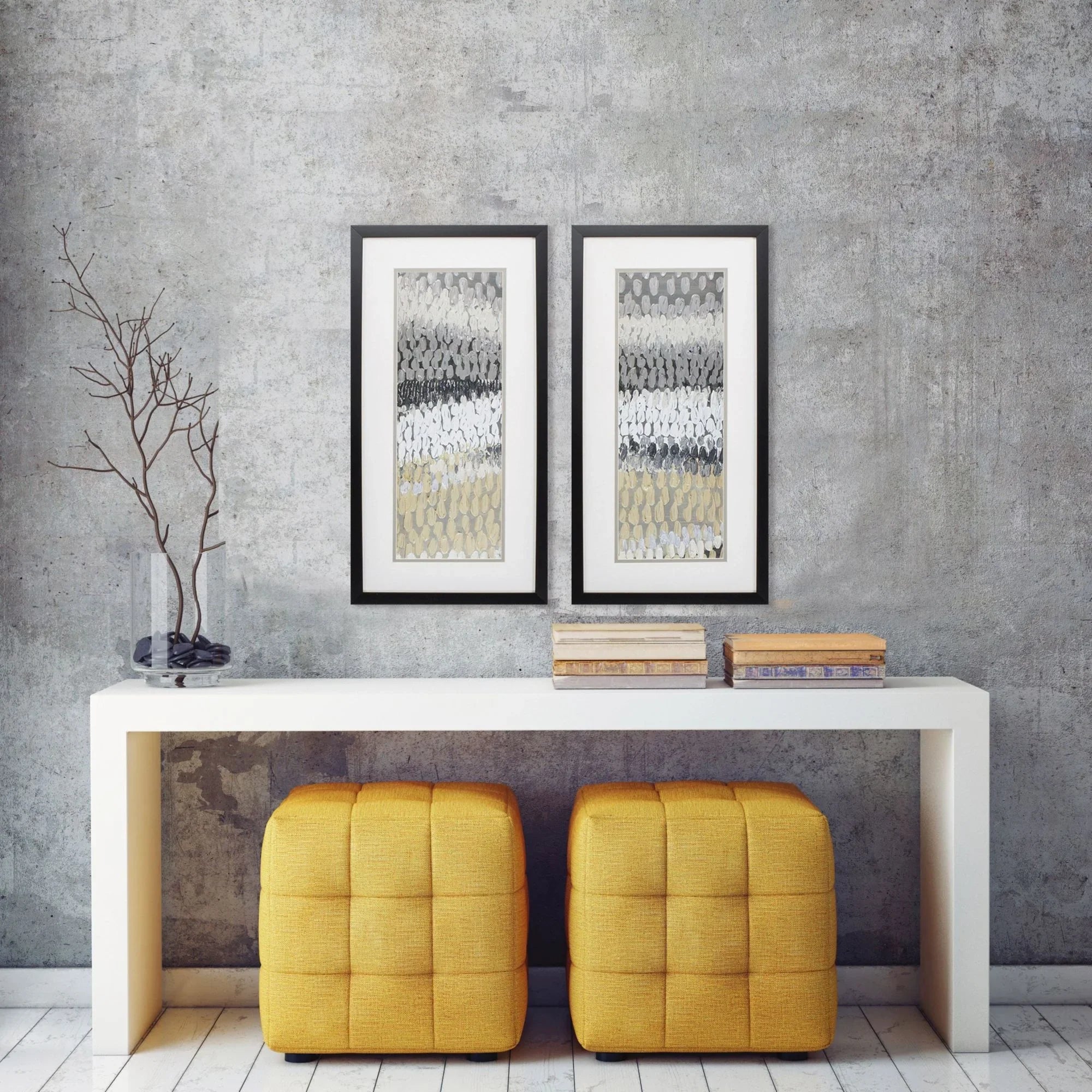 Raindrops Neutral Canvas Art 2PC
