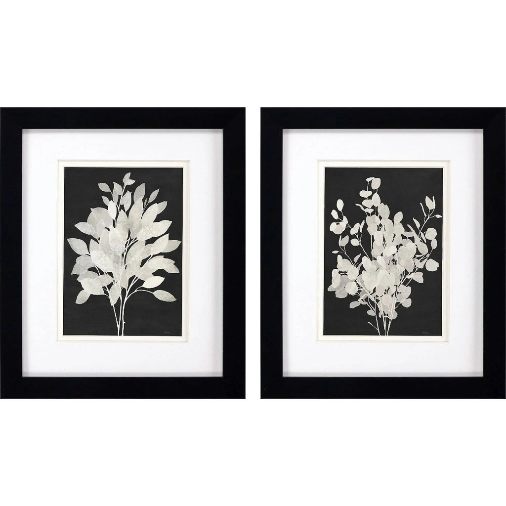 Misty Branches Black Canvas Art 2PC