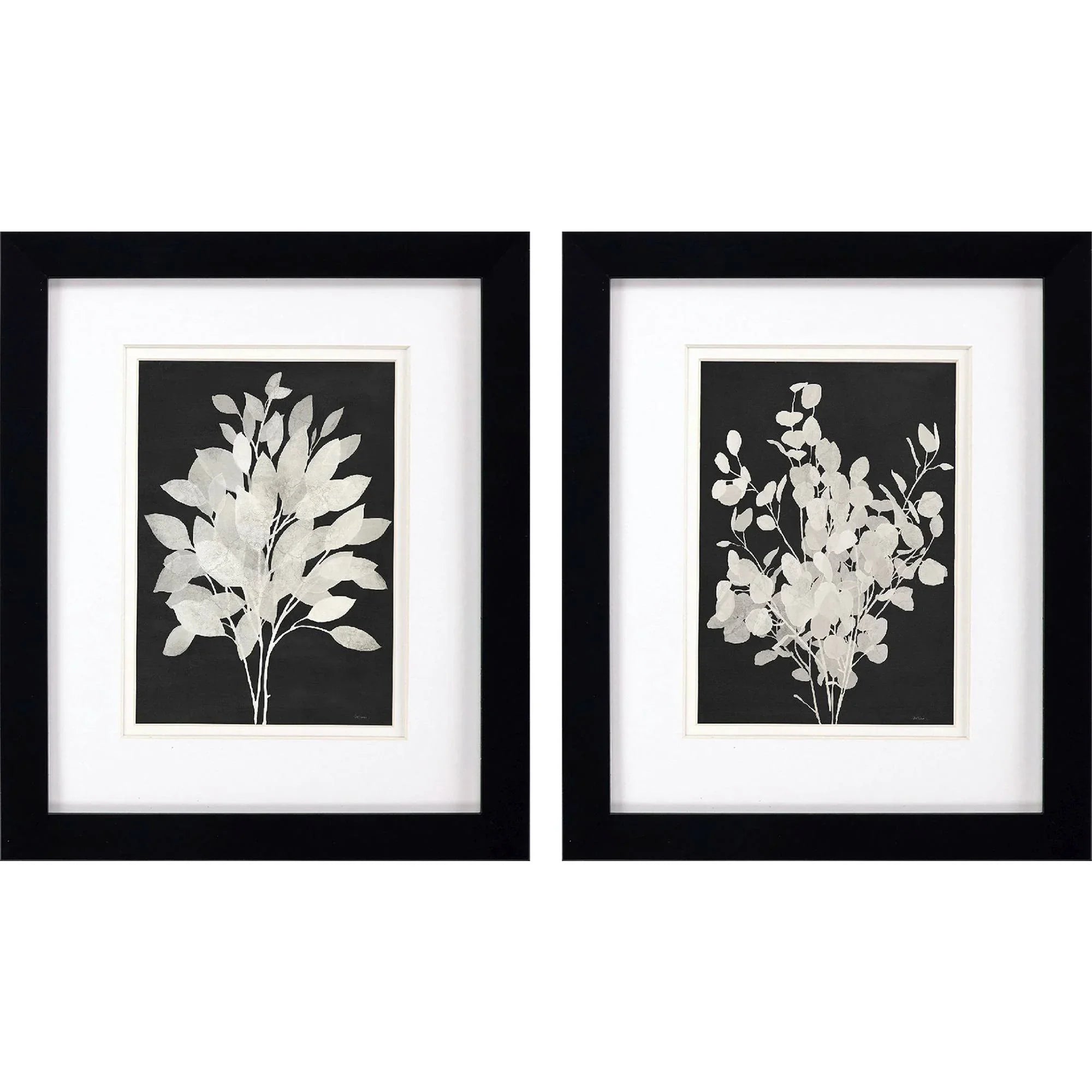 Misty Branches Black Canvas Art 2PC