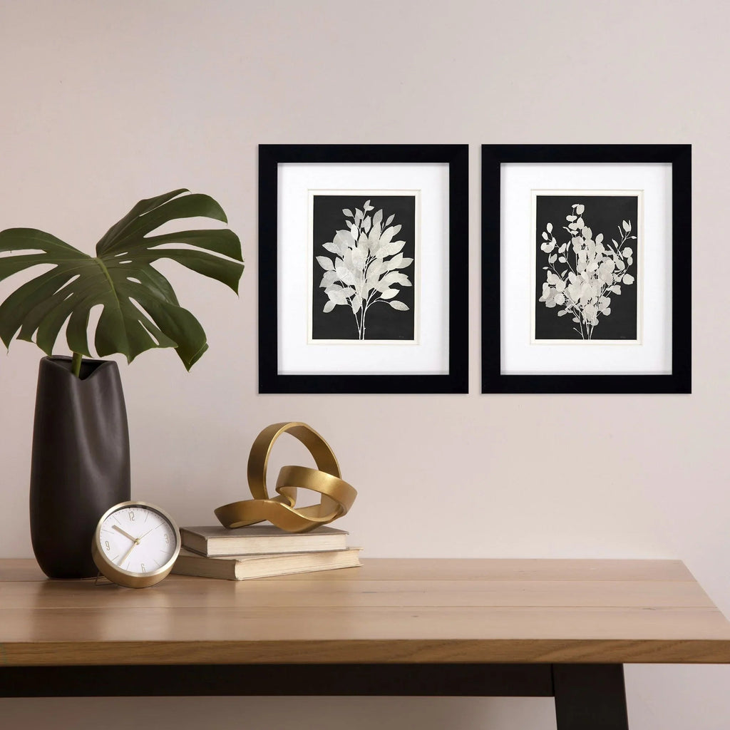 Misty Branches Black Canvas Art 2PC