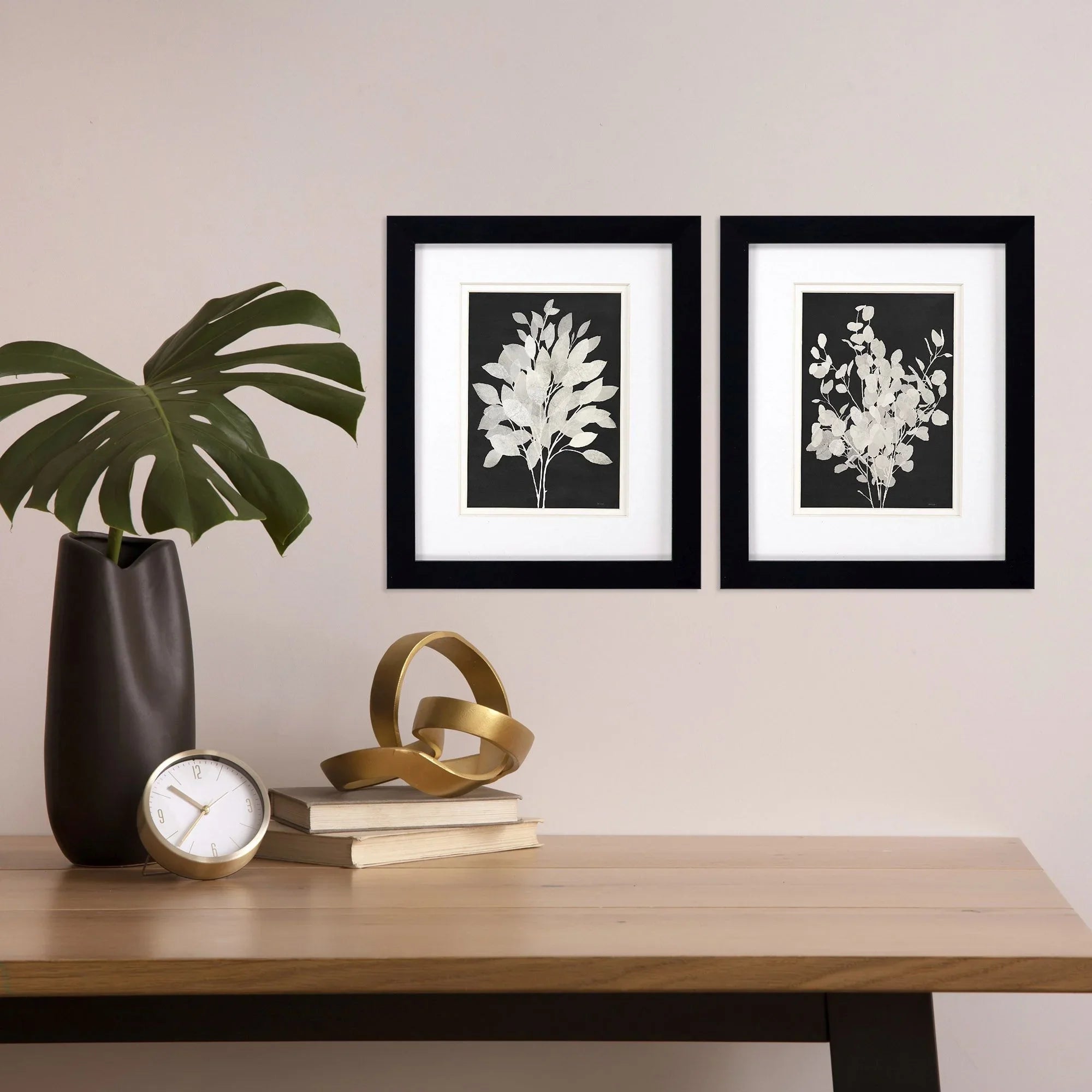 Misty Branches Black Canvas Art 2PC