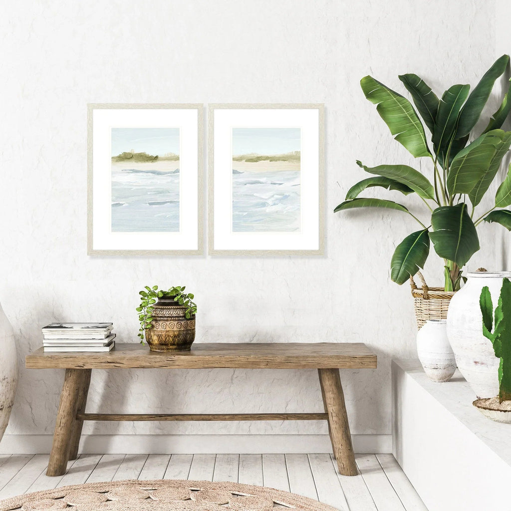 View of the Shore Blue Canvas Art 2PC