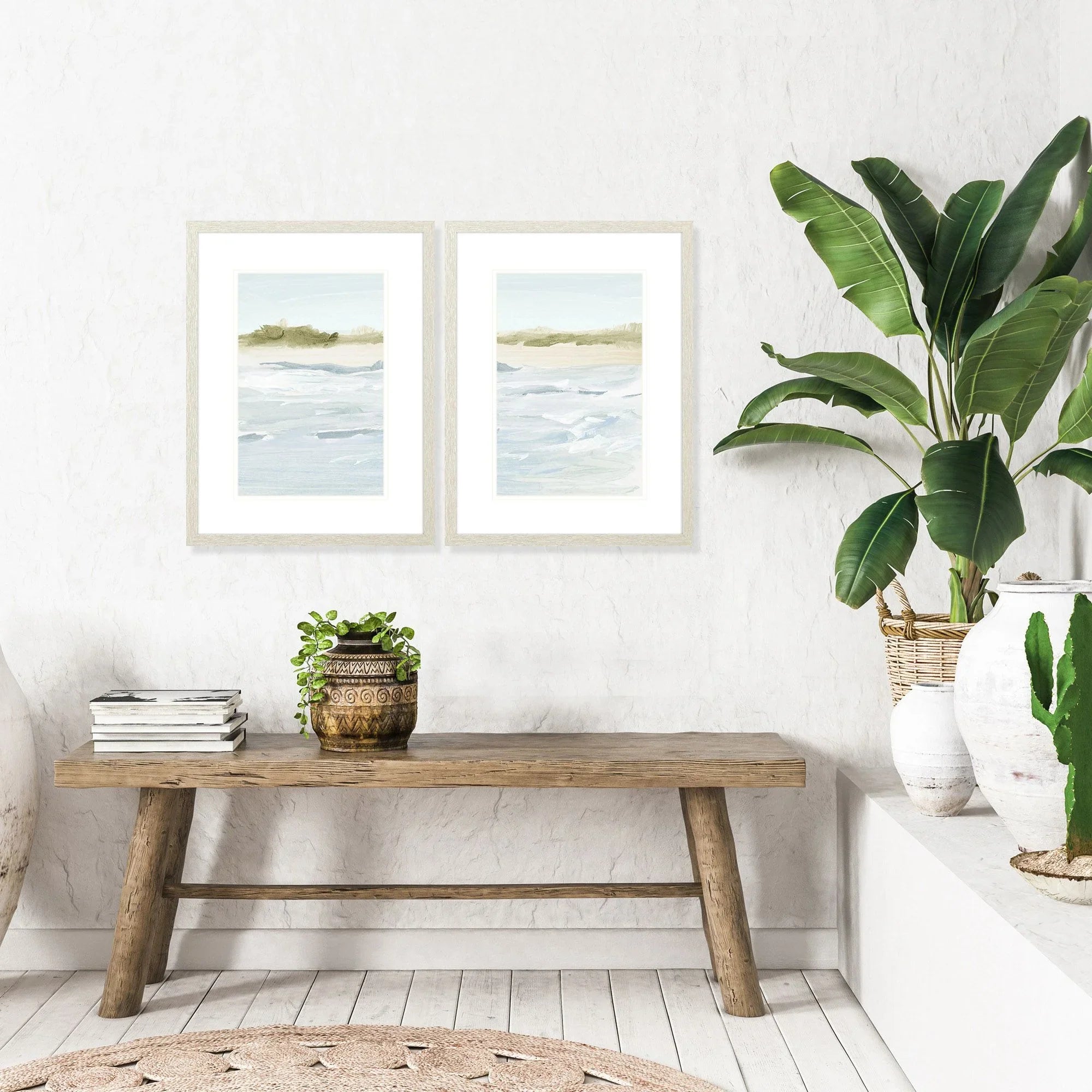 View of the Shore Blue Canvas Art 2PC
