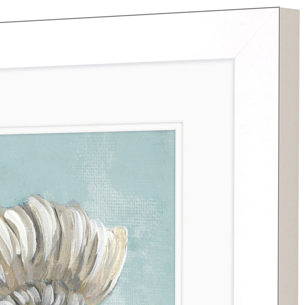 Seashell Glass Front Blue Canvas Art 2PC
