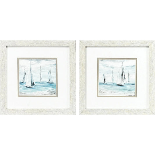 Soft Summer Wind Blue Canvas Art 2PC