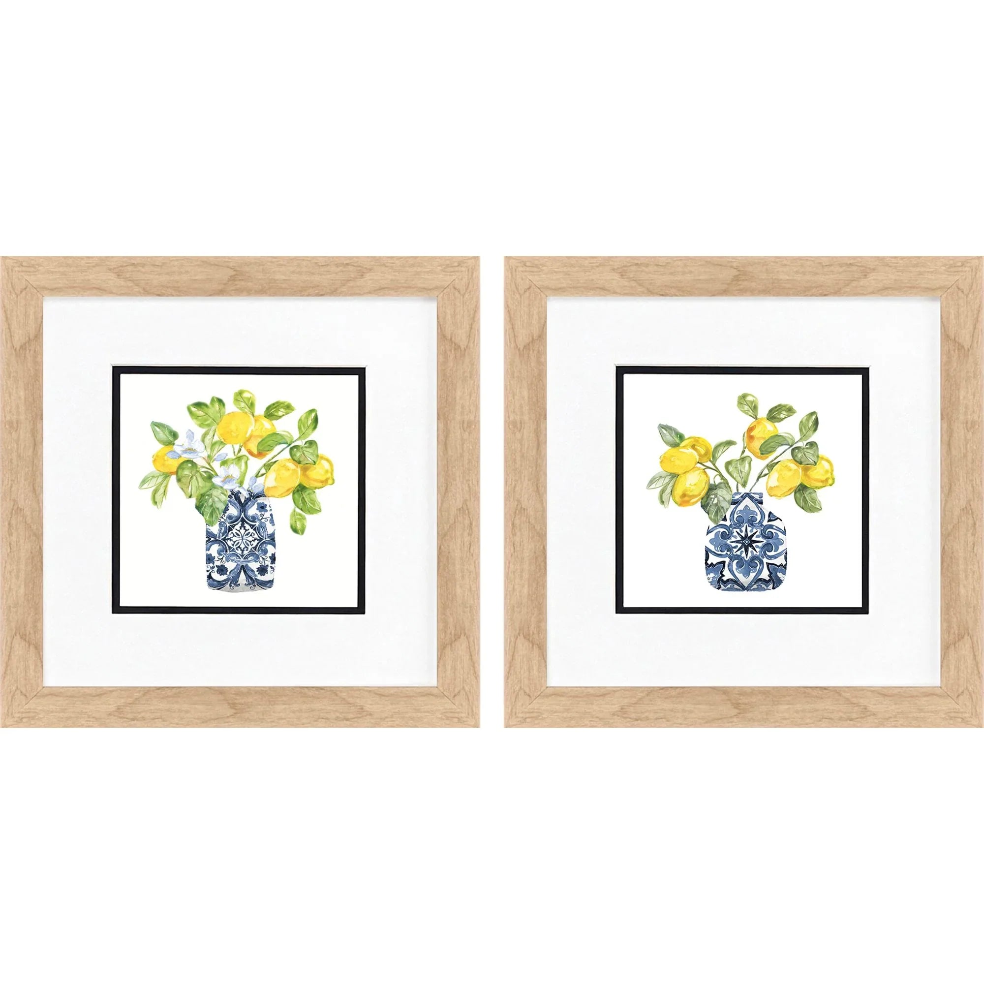 Lemon Life Blue Canvas Art 2PC