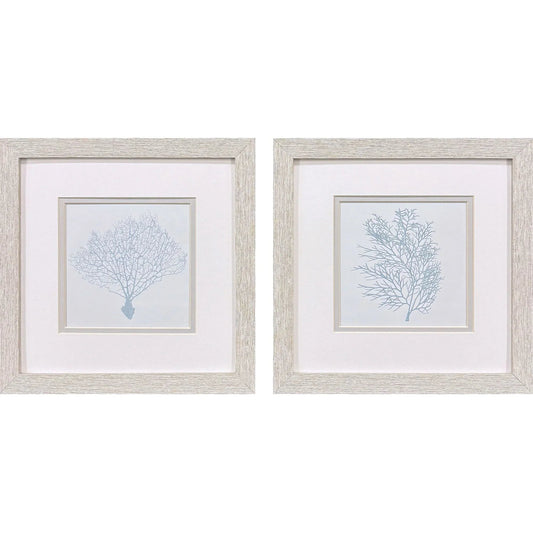 Soft Blue Coral Canvas Art 2PC