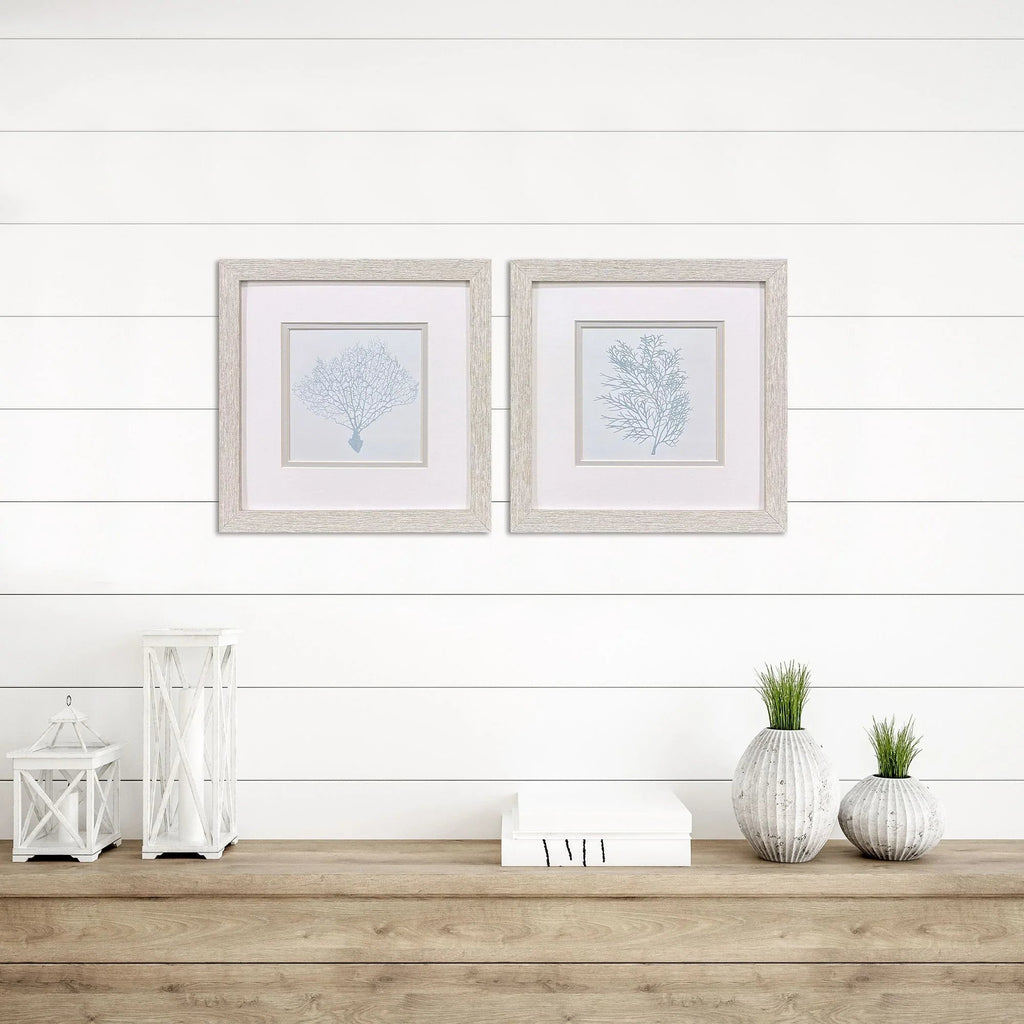 Soft Blue Coral Canvas Art 2PC