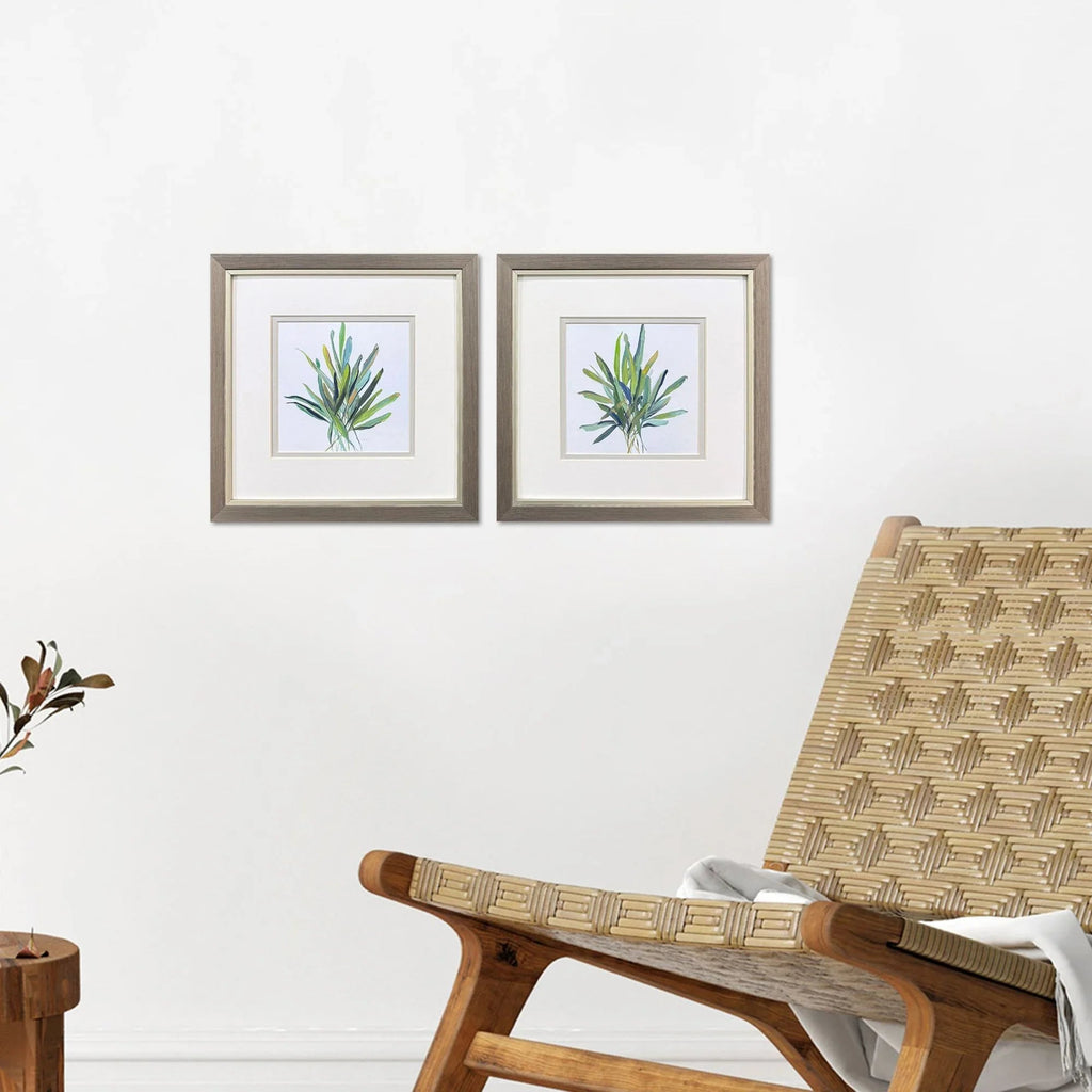 Tropical Leaves Green Canvas Art 2PC