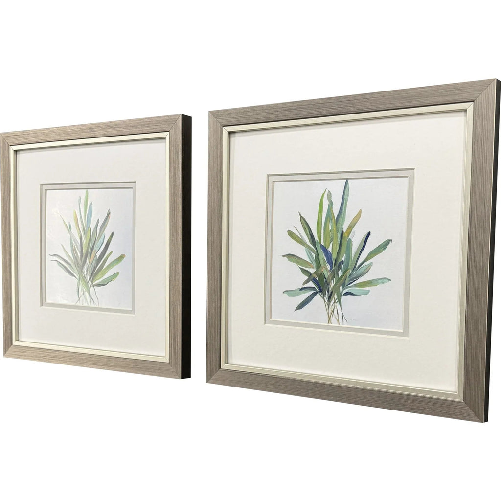 Tropical Leaves Green Canvas Art 2PC