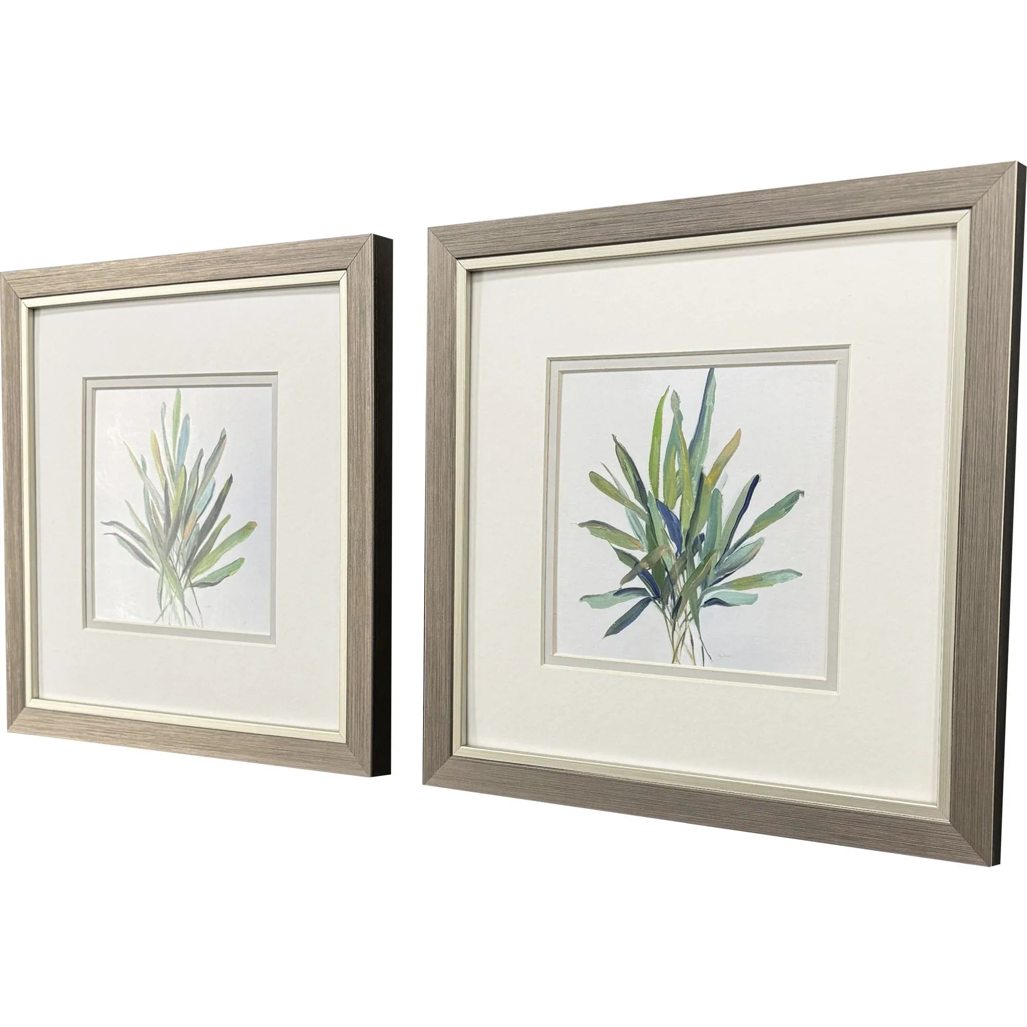 Tropical Leaves Green Canvas Art 2PC