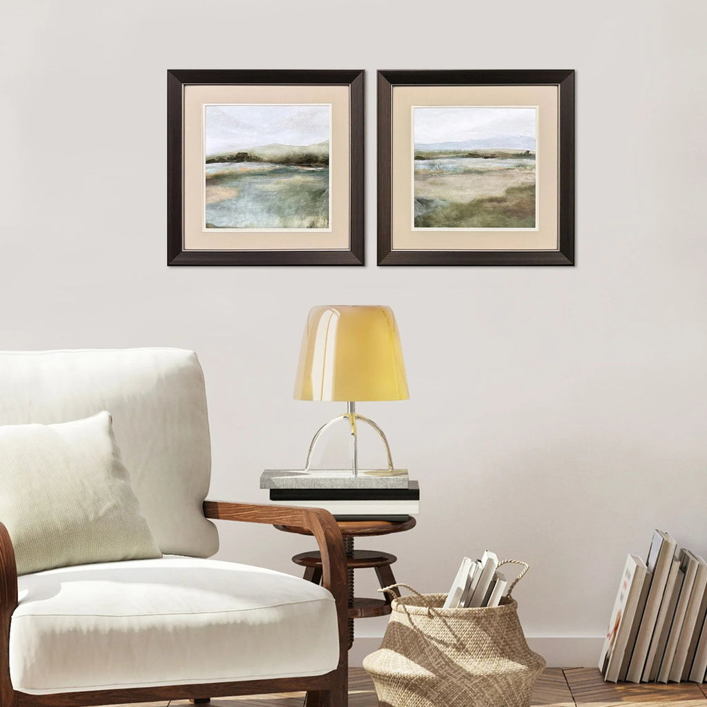 Tranquil Valley Views Green Canvas Art 2PC