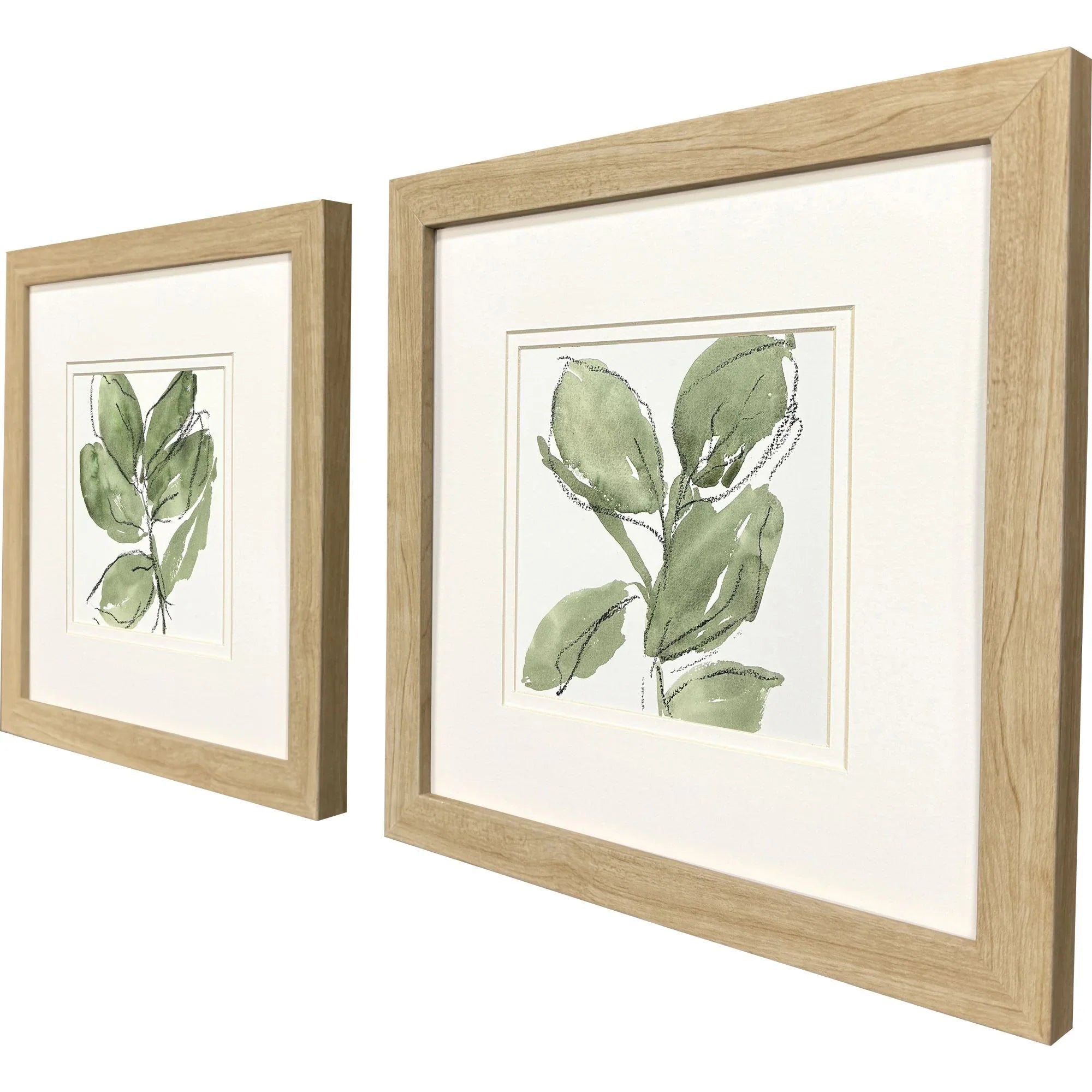 Summer Leaves Green Canvas Art 2PC