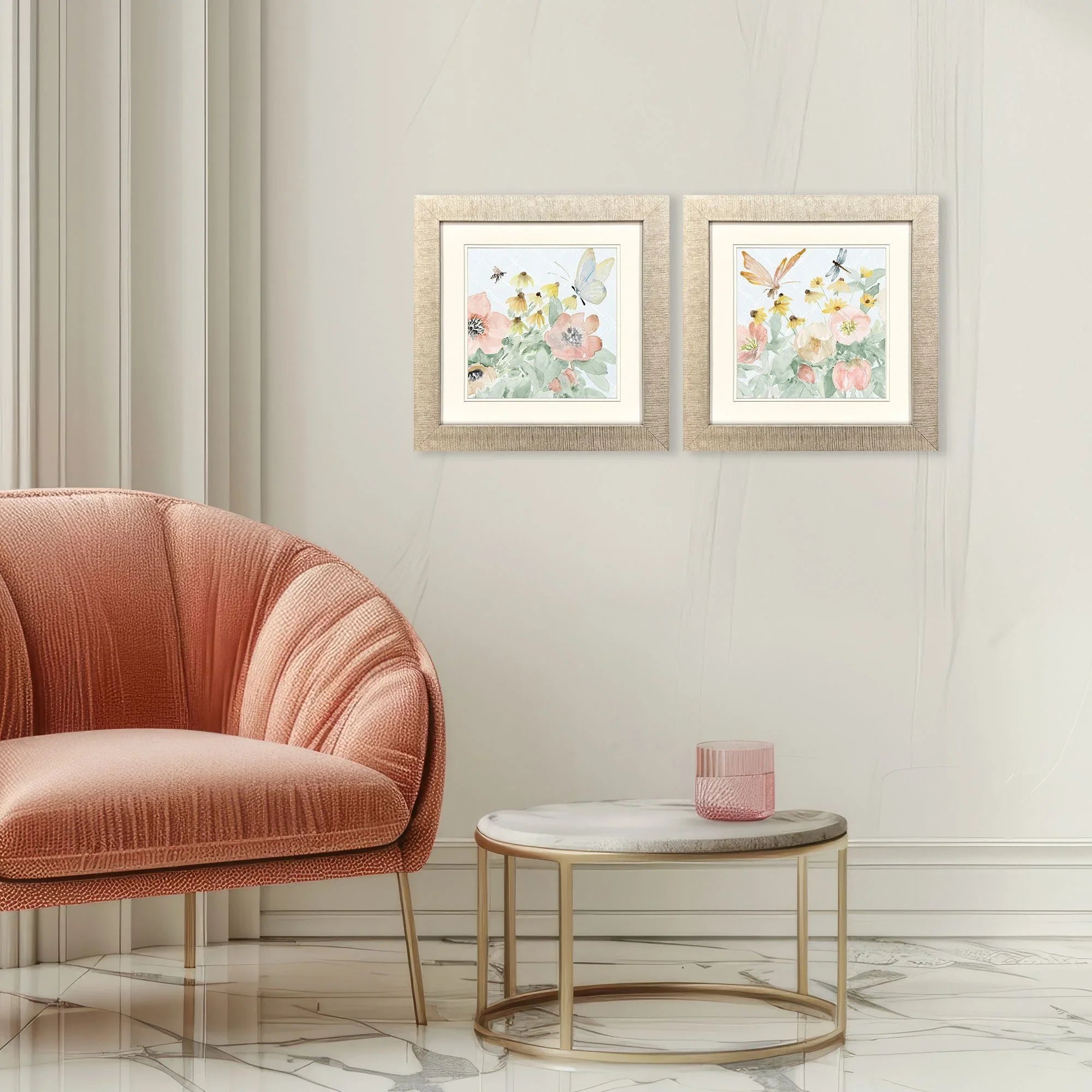 Garden Joy Pink Canvas Art 2PC