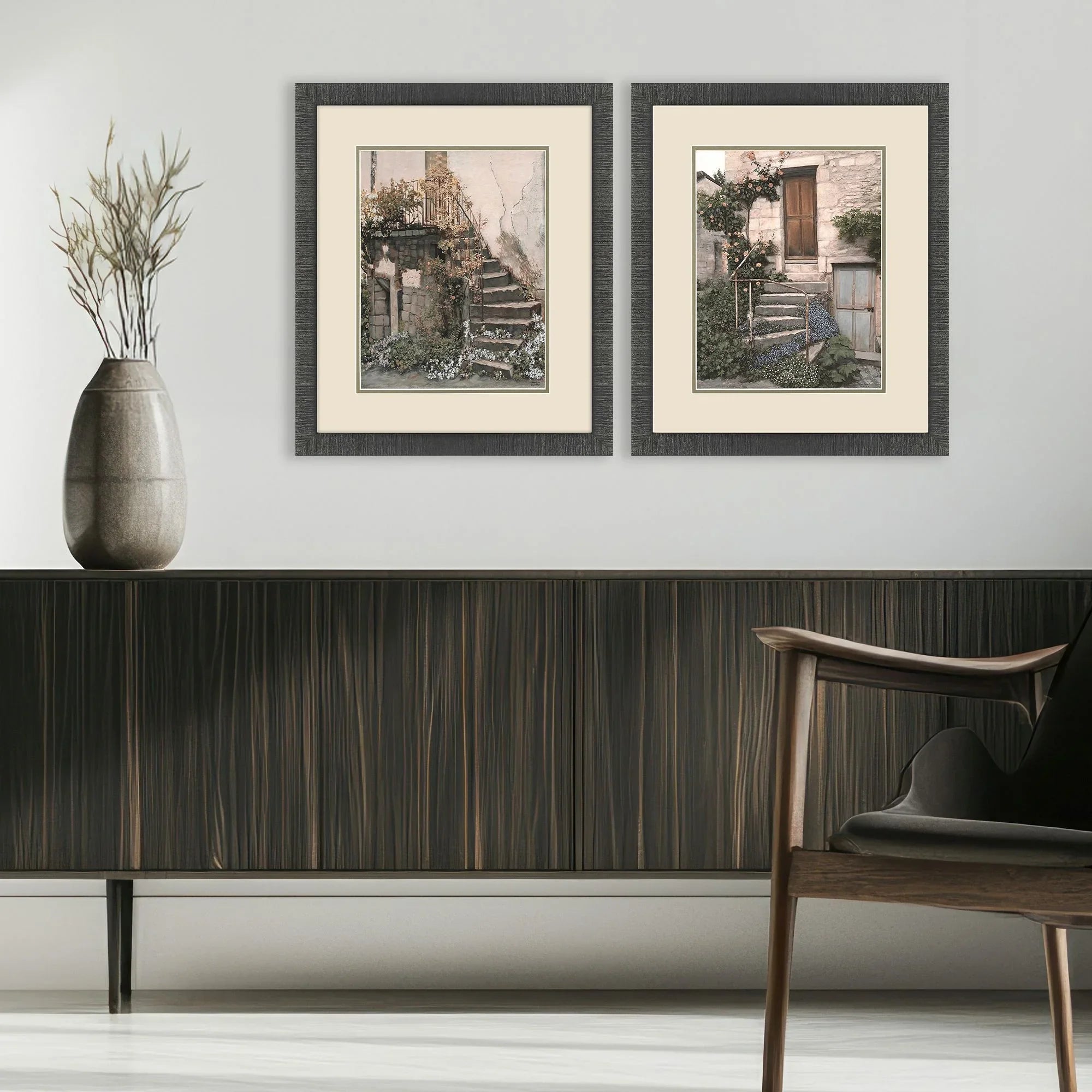 Porte Glass Front  Grey Canvas Art 2PC