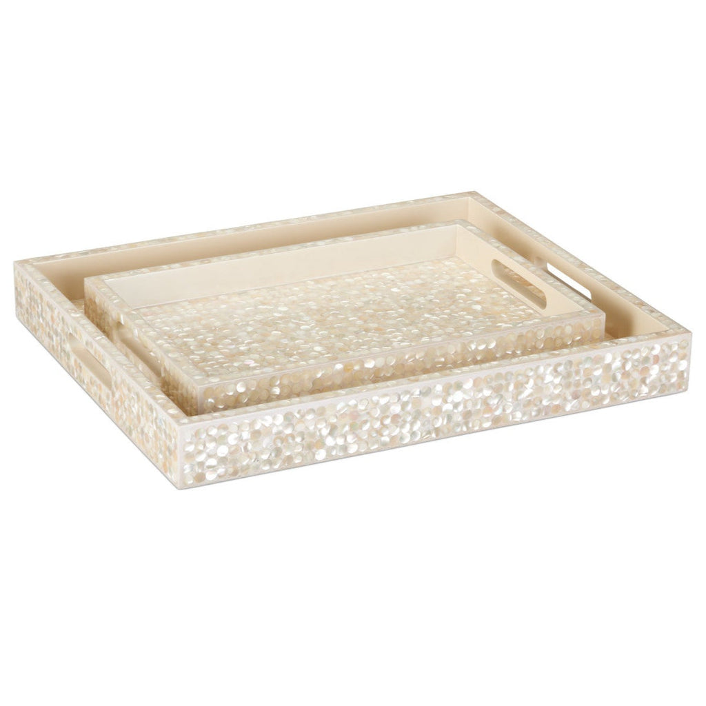 Gerri Dot White Mother of Pearl Tray (Set of 2)