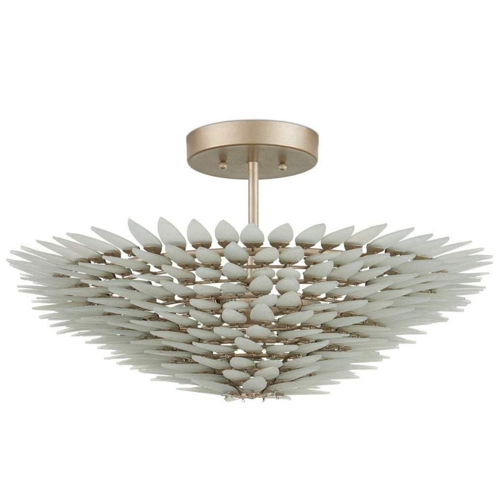 Dahlia Silver Semi-Flush Mount-Flush Mounts-Currey & Co-LOOMLAN