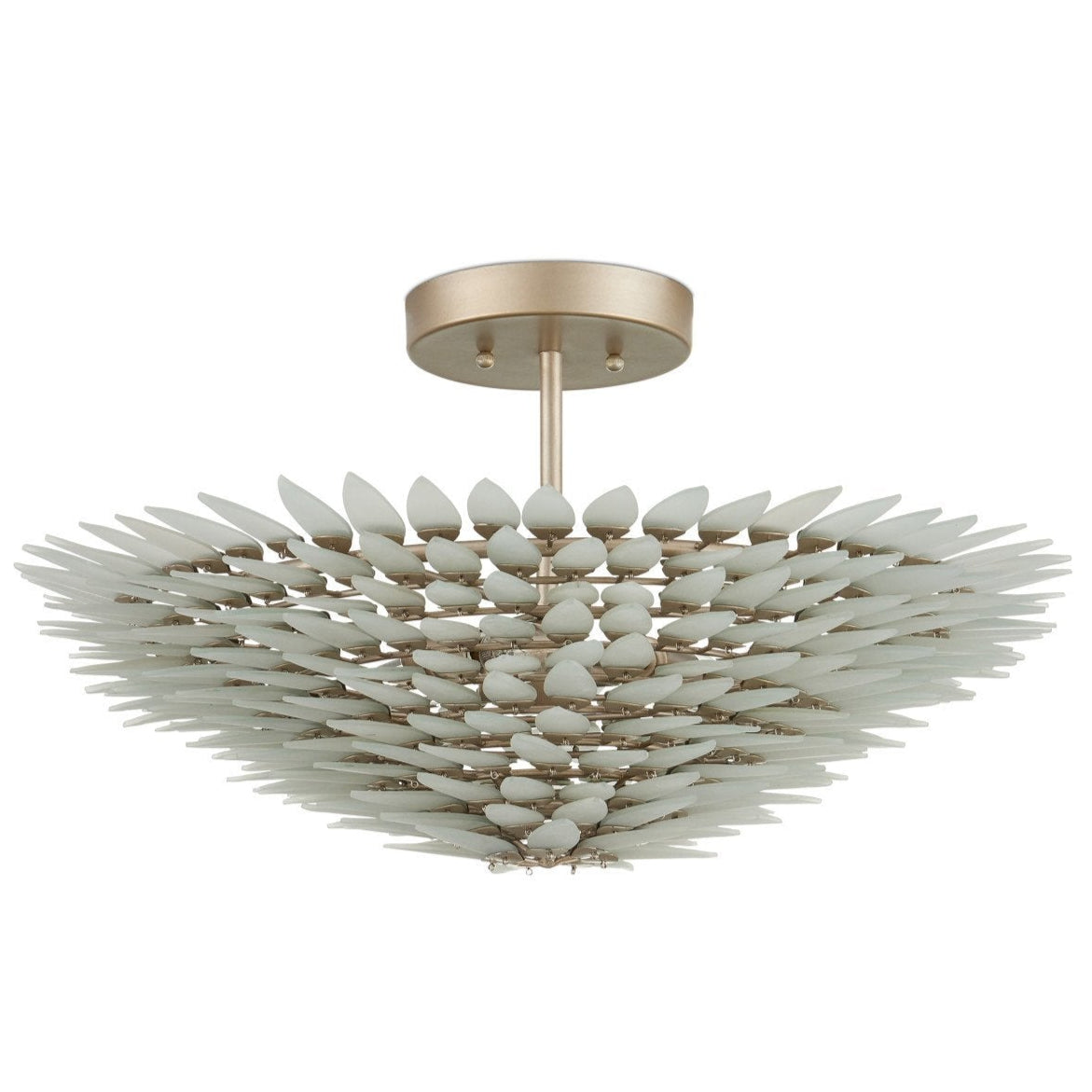 Dahlia Silver Semi-Flush Mount-Flush Mounts-Currey & Co-LOOMLAN