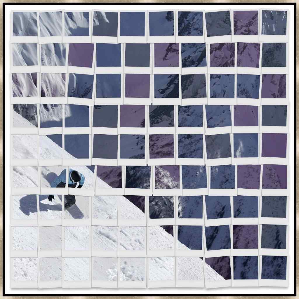 Polaroid Snowboarder Hand Crafted Canvas Art