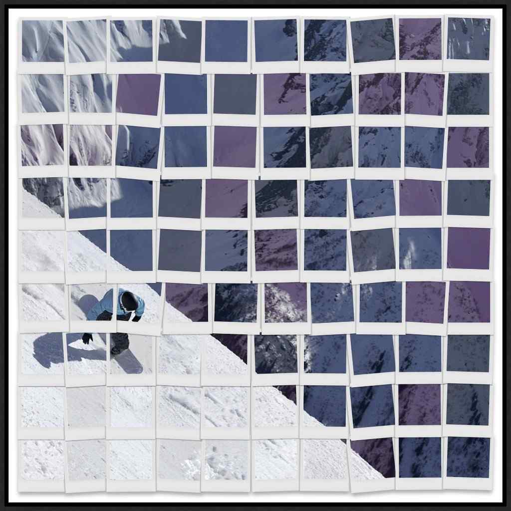 Polaroid Snowboarder Hand Crafted Canvas Art