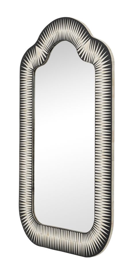 Meridian 51" Bone Inlay Black Traditional Wall Mirror -- Black, White