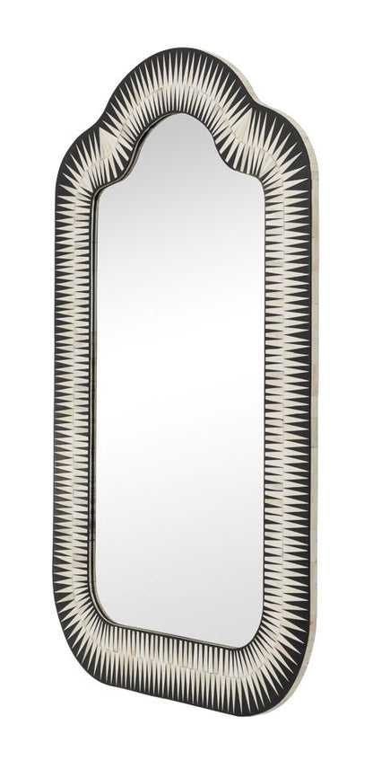 Meridian 51" Bone Inlay Black Traditional Wall Mirror -- Black, White