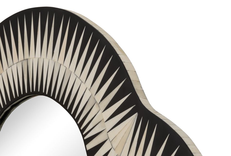Meridian 51" Bone Inlay Black Traditional Wall Mirror -- Black, White
