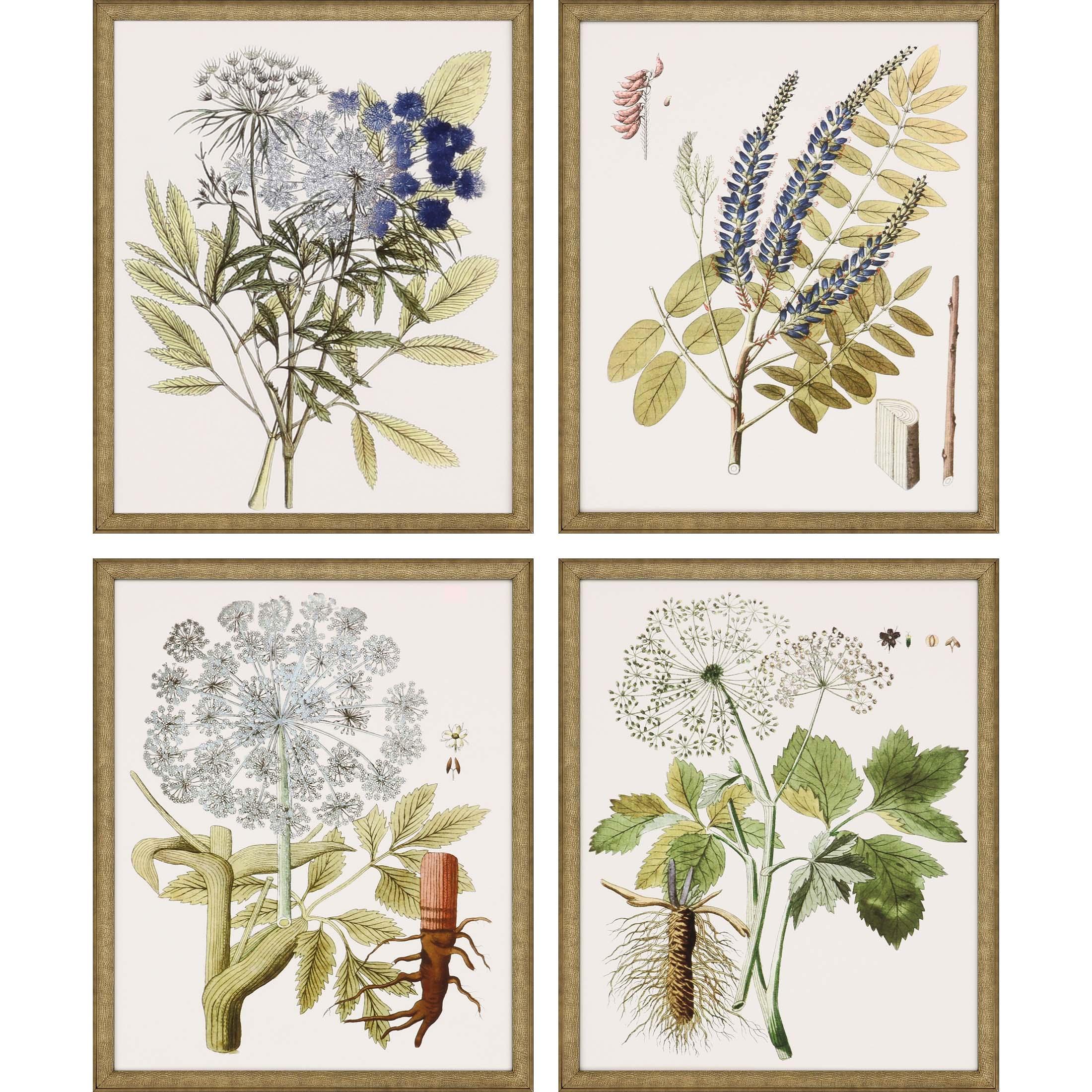 Lacy Leaves Wood Frame Neutral Canvas Art 4PC