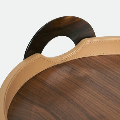 Maeve Camel Leather Warp Round Tray -- view 3