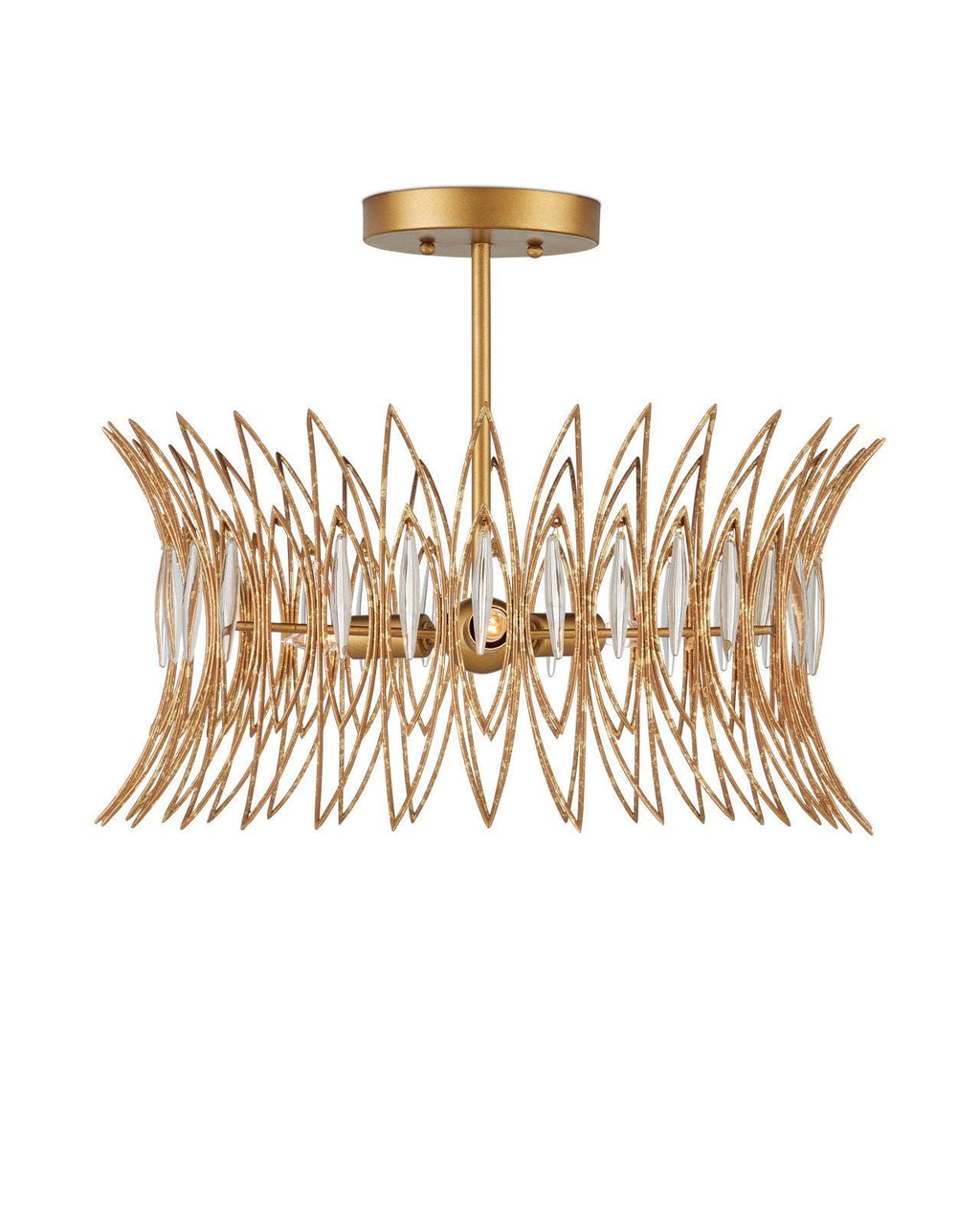 Marquise Gold Semi-Flush Mount-Flush Mounts-Currey & Co-LOOMLAN
