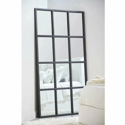 85" Black Grid Floor Mirror Extra Large Leaner-Floor Mirrors-Essentials For Living-LOOMLAN