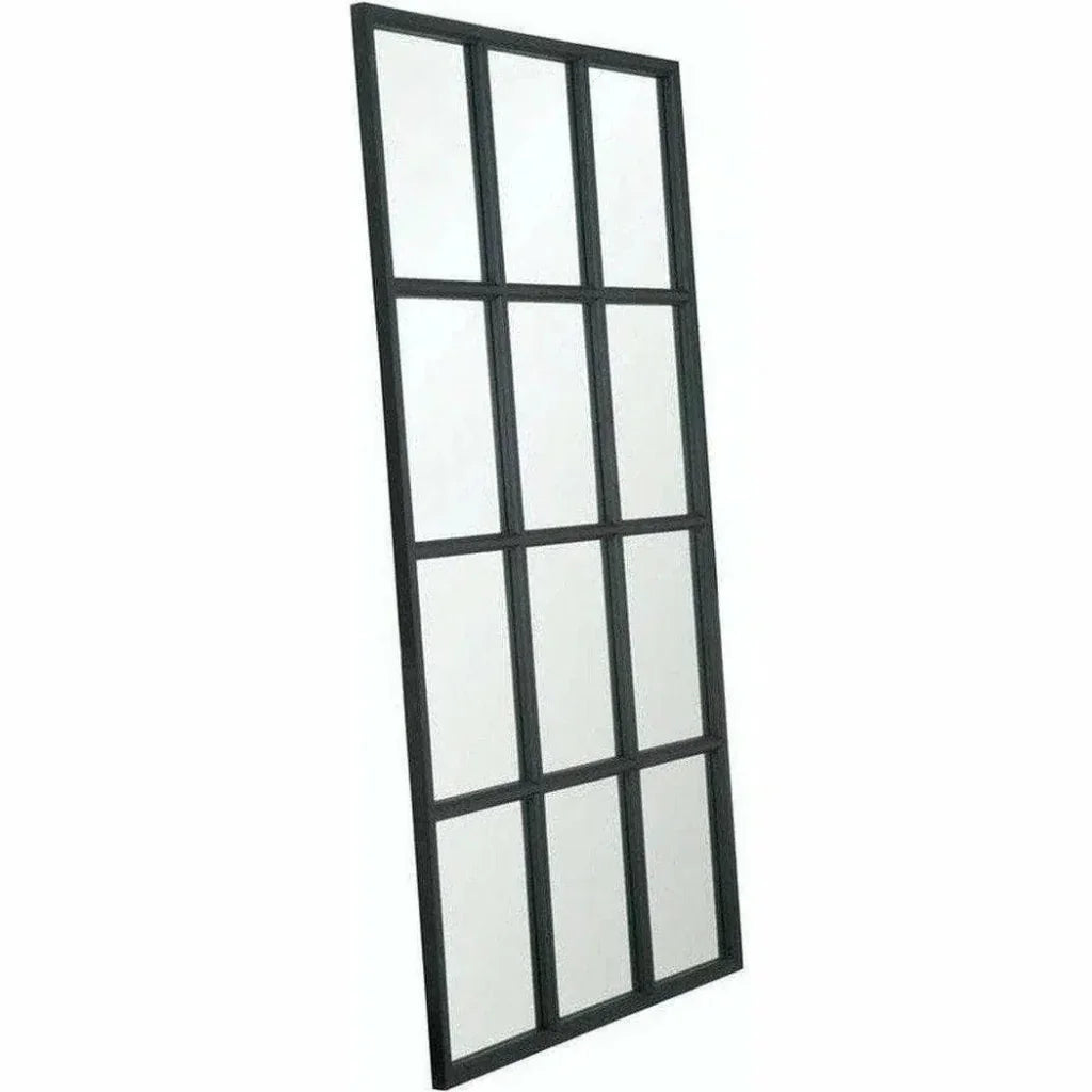 85" Black Grid Floor Mirror Extra Large Leaner-Floor Mirrors-Essentials For Living-LOOMLAN