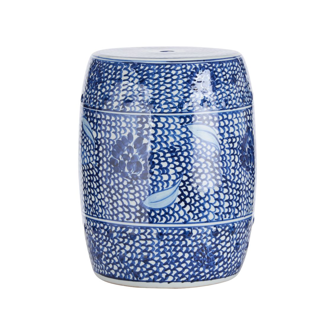 Zue Hand-Painted Blue Ceramic Outdoor Garden Stool - Heirloom Quality - view 3