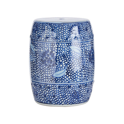 Zue Hand-Painted Blue Ceramic Outdoor Garden Stool - Heirloom Quality - view 3