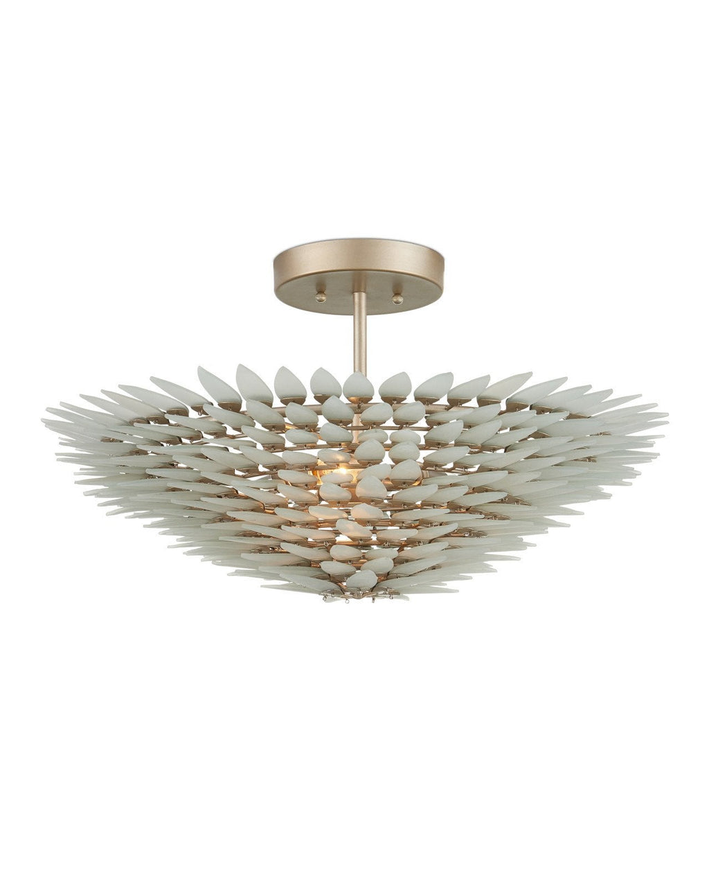 Dahlia Silver Semi-Flush Mount-Flush Mounts-Currey & Co-LOOMLAN