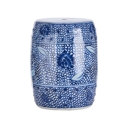 Zue Hand-Painted Blue Ceramic Outdoor Garden Stool - Heirloom Quality - view 4