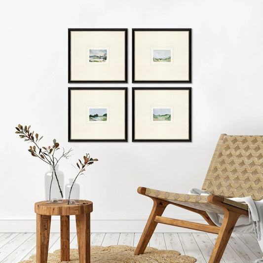 A Glimpse Outside Wood Frame Blue Canvas Art 4PC