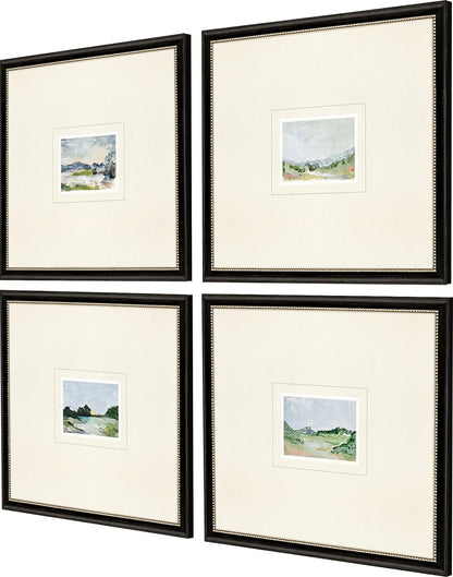 A Glimpse Outside Wood Frame Blue Canvas Art 4PC