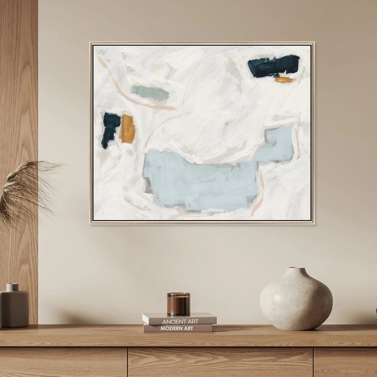 Abstract Silver Floater Frame Canvas Art