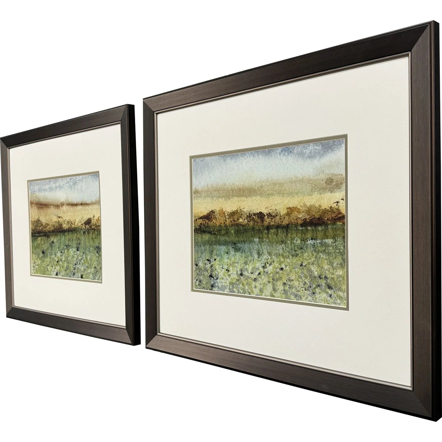 Abstract Vast Field Green Canvas Art 2PC
