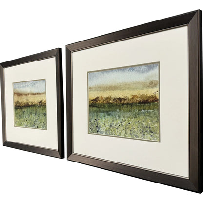 Abstract Vast Field Green Canvas Art 2PC