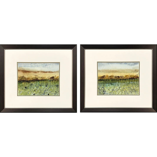 Abstract Vast Field Green Canvas Art 2PC