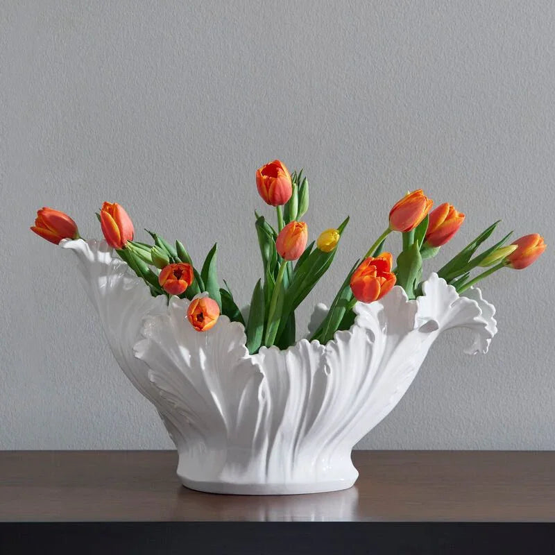 Acanthus Glossy White Ceramic Leaf Bowl - LOOMLAN - Chelsea House - Boxes & Bowls