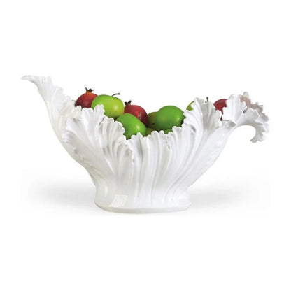 Acanthus Glossy White Ceramic Leaf Bowl - LOOMLAN - Chelsea House - Boxes & Bowls
