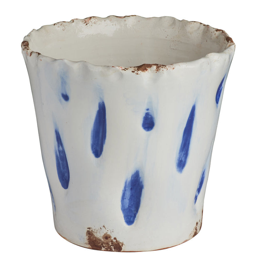 Aegean Blue Dots Ceramic Cachepot