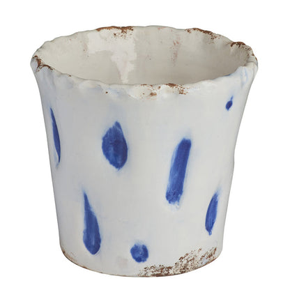 Aegean Blue Dots Ceramic Cachepot