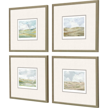Afternoon Wood Frame Green Canvas Art 4PC