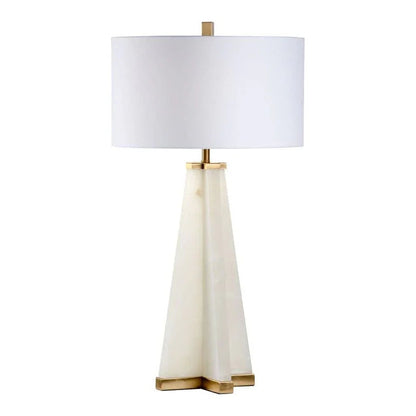 Alabaster Natural White Pyramid Design Table Lamp - LOOMLAN - Chelsea House - Table Lamps